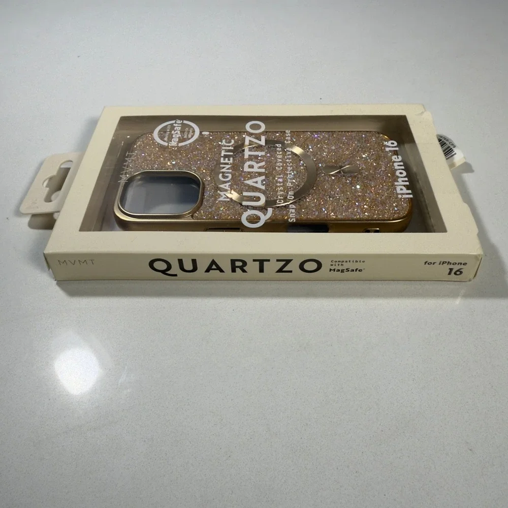 MVMT Magnetic Quartzo Phone Case iPhone 16 Gold New Crystal MagSafe Protective